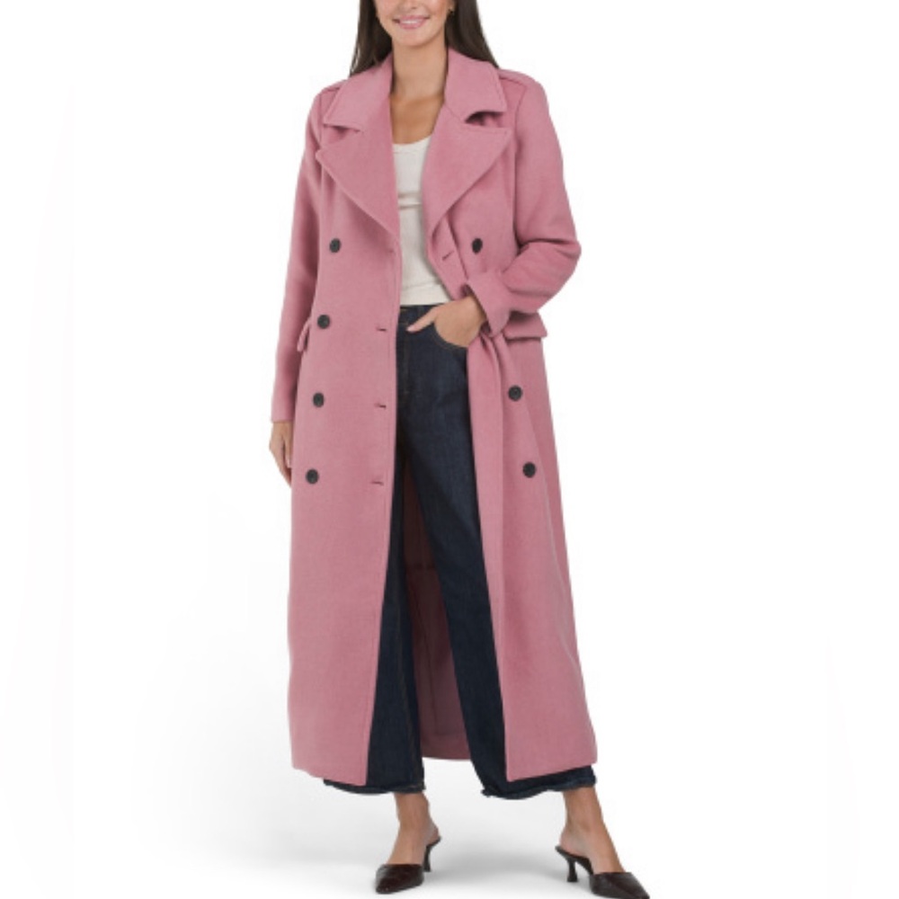 Avec Les Filles Rose Double-Breasted Trench Coat
